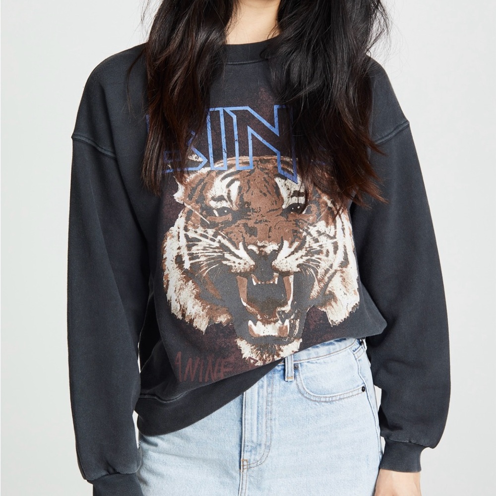 Anine Bing Black Tiger Sweatshirt